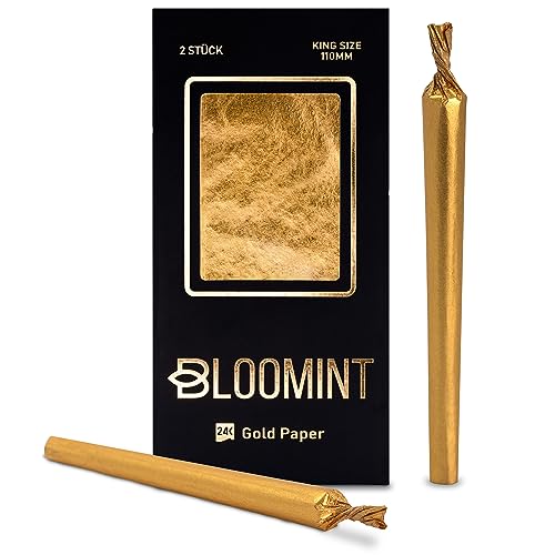 Bloomint Gold Papers 24 Karat - 2x Goldene Blunts - Kingsize Blättchen aus echtem Gold für ein luxuriöses Raucherlebnis 110x44mm Blunt Papes Zubehör von Bloomint