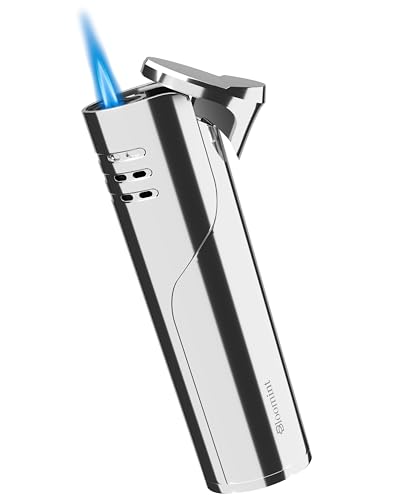 Bloomint Sturmfeuerzeug Jetflamme Silber edles windfestes Feuerzeug nachfüllbar Sturmfeuerzeug Gas nachfüllbar (ohne Gas) von Bloomint