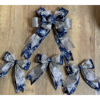 Navy Blau/Champagner Luxus Weihnachtsbaum Schleifen 8" Baum Schleifen/12" Topper von BloomsWeddingStudio