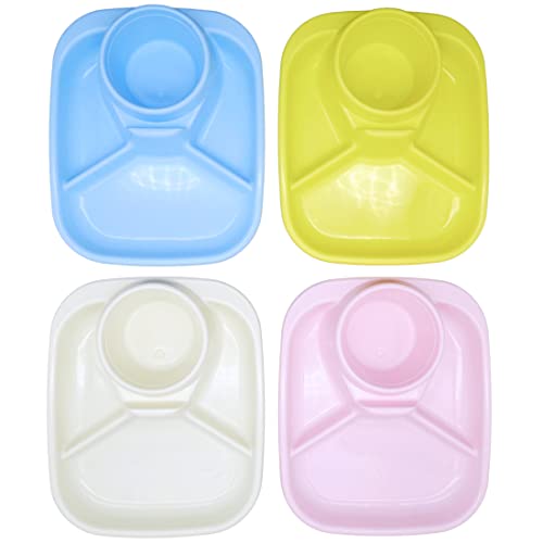 Bloomsworld 4 Kinderteller geteilt, wiederverwendbar aus BPA-freiem Kunststoff, unterteilte Teller geeignet für Kleinkinder und Kinder, Picknick- und Partyset für Jungen und Mädchen – rechteckig von Bloomsworld