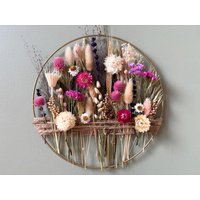 Goldene Stunde Blumen Hoop - Warme Herbst Trockenblumen Wandbild, Sonnenuntergang Boho Vibes, Nature Nook Decor. Herbstliche Wandbehang von BloomyConcept