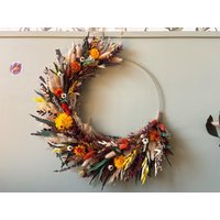 Herbstkranz Aus Trockenblumen Für Haustür | Bordeaux Eukalyptus, Orange & Sonnengelb Boho Cottagecore Wanddeko Herbstkranz Aus Trockenblumen Für Haustür | Bordeaux Eukalyptus, Orange & Sonnengelb Boho Cottagecore Wanddeko von BloomyConcept