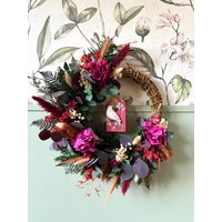 Lebendiger Herbstkranz Mit Erhaltenen Pflanzen - Tiefe Pflaume Und Purpurroter Blumenring Herbstwand- Oder Verandaakzent | 35 cm Lebendiger Herbstkranz Mit Erhaltenen Pflanzen - Tiefe Pflaume Und Purpurroter Blumenring Herbstwand- Oder Verandaakzent | 35 cm von BloomyConcept
