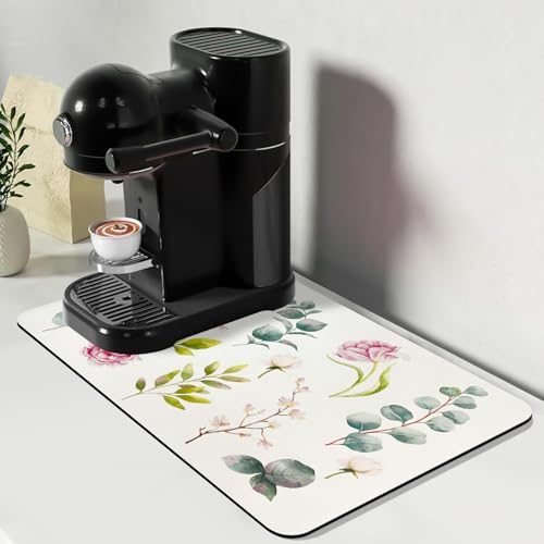 Bloss Abtropfmatte, 31 x 50 cm, saugfähig, mit wasserdichter Gummi-Rückseite, passt unter Kaffeemaschine/Küchentheke (Rose) von Bloss