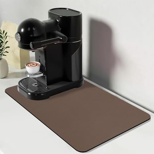 Bloss Kaffeematte, Barmatten, Fleckenabsorbierende Abtropfmatte mit wasserdichter Gummi-Rückseite, passt unter Kaffeemaschine, Topf, Espressomaschine (31 x 50 cm, braun) von Bloss