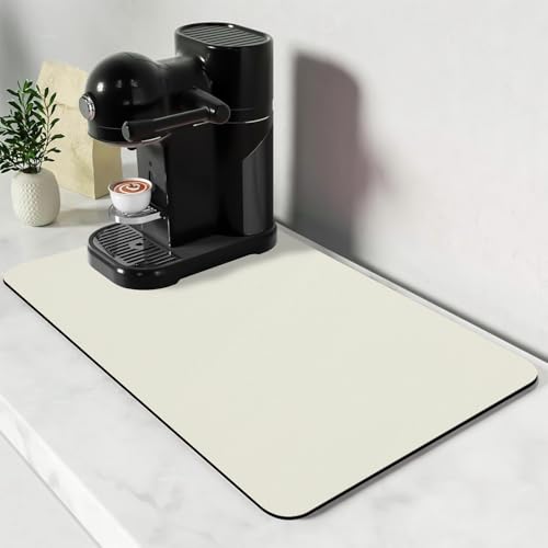 Bloss Kaffeematte, saugfähig, versteckt Flecken, Gummi-Rückseite, Abtropfmatte passt unter Kaffeemaschine oder Espressomaschine (40,9 x 61,2 cm, gebrochenes Weiß) von Bloss