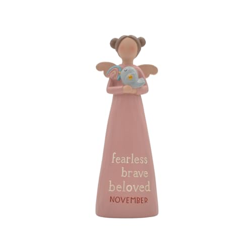 Blossom Bucket November Geburtsstein Engel Figur, 14 cm Höhe, Harz von Feather & Grace