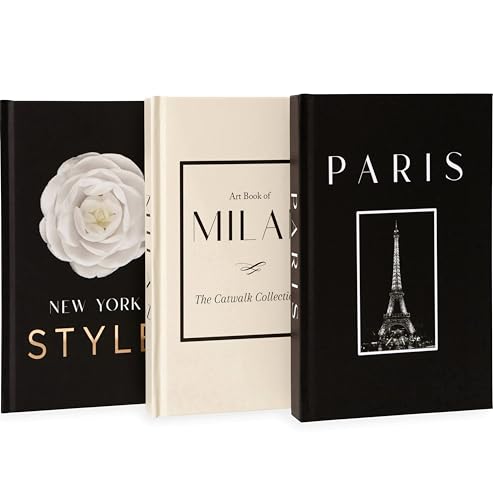 Dekorative Bücher für Wohnkultur, kleine gefälschte Bücher zur Dekoration mit leeren Seiten - Modedesigner Couchtisch Buch Dekor 3er Set Modern Book Stack Regal Dekor - Hardcover, Schwarz/Creme Dekorative Bücher für Wohnkultur, kleine gefälschte Bücher zur Dekoration mit leeren Seiten - Modedesigner Couchtisch Buch Dekor 3er Set Modern Book Stack Regal Dekor - Hardcover, Schwarz/Creme von Blossoma