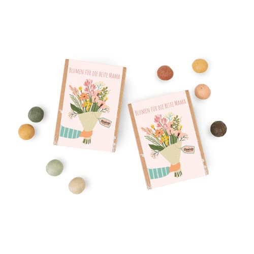 Blossombs Blumensamen Geschenkbox - Blumen für die Liebste Mama - 2 x Kleine Giftbox mit 4 Samenbomben - Saatbomben Geschenk für die Liebste Mütter Blumensamen Seedbombs… von Blossombs