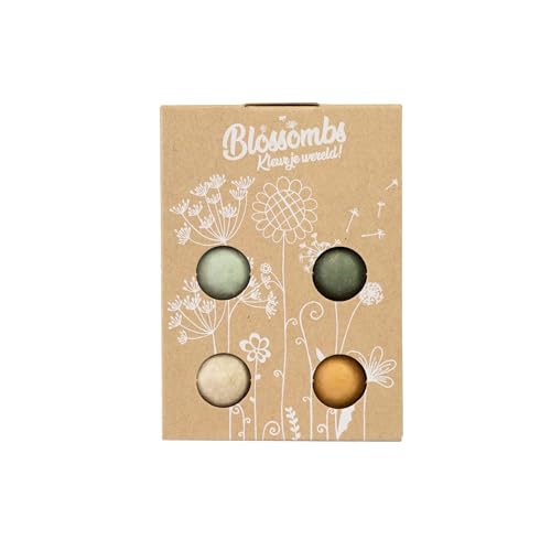 Blossombs Samenbomben Geschenkbox Mini - Blumen Geschenk mit 4 Saatbomben - Saatgut Blumensamen Geschenk für Bienen und Schmetterling Blumenbombe Seed Bombs von Blossombs