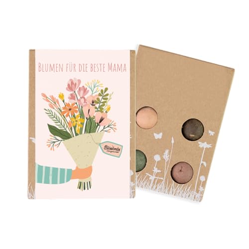 Blossombs Samenbomben Geschenkbox Mini Muttertag - Blumen für die beste Mama - Blumen Geschenk mit 4 Saatbomben - Saatgut Blumensamen Geschenk für Bienen und Schmetterling Blumenbombe Seed Bombs von Blossombs