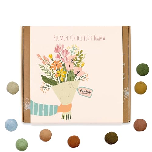 Blossombs Samenbomben Geschenkbox - Blumen für Die Liebste Mama -1 Stück mit 9 Blumenbomben Geschenk für die Liebste Mutter Blumensamen Seedbombs Geschenke für Mama von Blossombs