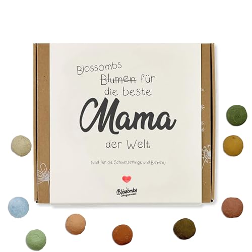 Blossombs Samenbomben Muttertag Geschenkbox - Die Liebste Mama -1 Stück mit 9 Blumenbomben Muttertagsgeschenk für die Liebste Mutter Blumensamen Seedbombs Geschenke für Mama von Blossombs