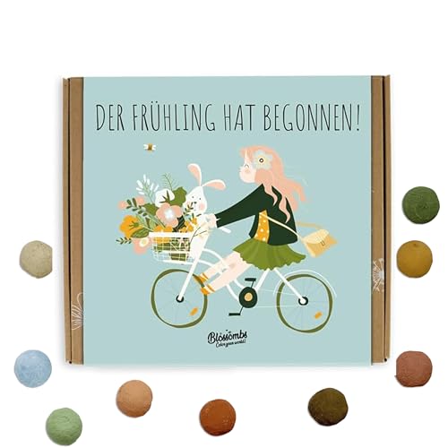 Blossombs Samenbomben Spring Blumensamen Geschenkbox - Hallo Frühling, Fahrrad - 1 Stück mit 9 Blumenbomben Geschenk für Sie und Ihn Saatbomben von Blossombs