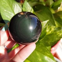 Die Stützkristall Regenbogen Obsidian Orb Schwarz Mit Streifen Kristall Kugel Edelstein Poliert Stein von BlowingOnDandelion