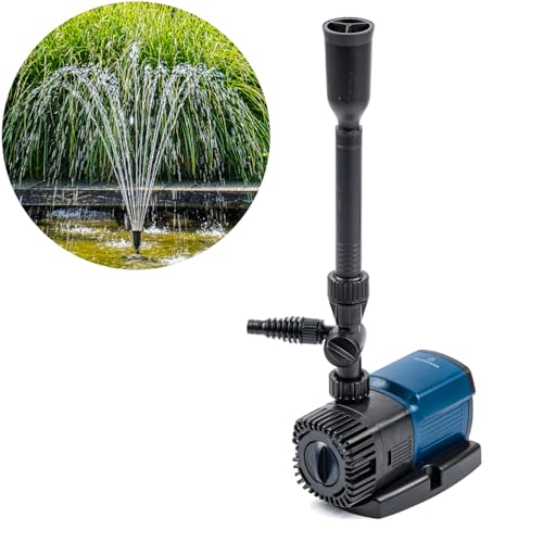 BluFlow Control - Regelbare Teichpumpe - Mit Springbrunnenset - Springbrunnenpumpe - Filterpumpe - 2.800 Liter pro Stunde - 18 Watt von BluGarda