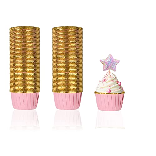 100 Stück Mini Cupcake Förmchen, Rosa Mini Muffinform Papier, Cupcake Förmchen Papier, Muffins Papierförmchen, Muffin Papierförmchen Geeignet für Desserts Geburtstage Partys Weihnachten Hochzeiten von BluVast