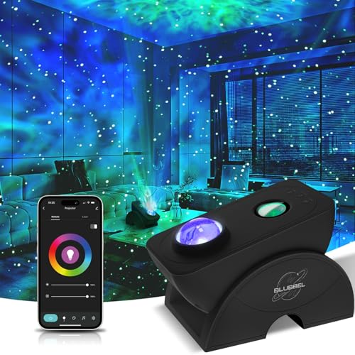 Blubbel LED Sternenhimmel Projektor, WLAN Sternenprojektor, 3D Galaxy Lampe Nachtlicht, App-/ Sprachsteuerung, Star Projector, Sternenlicht Galaxie, Alexa/Google kompatibel, Baby, Kinder, Schlafzimmer von Blubbel