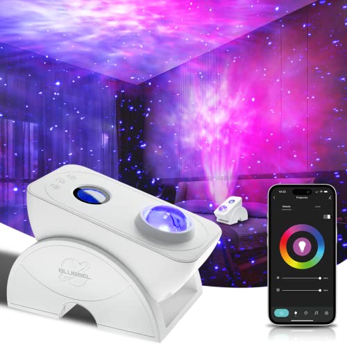 Blubbel LED Sternenhimmel Projektor, WLAN Sternenprojektor, 3D Galaxy Lampe Nachtlicht, App-/ Sprachsteuerung, Star Projector, Sternenlicht Galaxie, Alexa/Google kompatibel, Baby, Kinder, Schlafzimmer von Blubbel