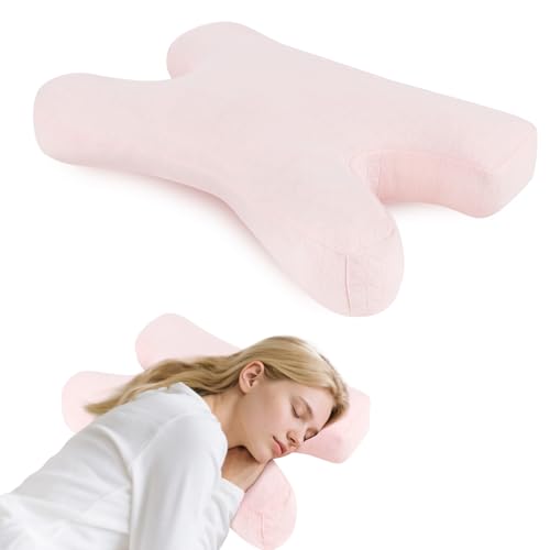 Blublu Park Anti Falten Kissen H Form, Schlafkissen Seitenschläfer Hautfreundliches Daunenersatzkissen Gegen Nackenschmerzen, Orthopädisches Schlafkissen für Seitenlieger, Beauty-Liebhaber(Rosa) von Blublu Park