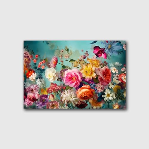 Blue Booms Paradise Flowers - Antique Style - Querformat Wandbild LEINWAND 60x40 Ohne Rahmen von Blue Booms