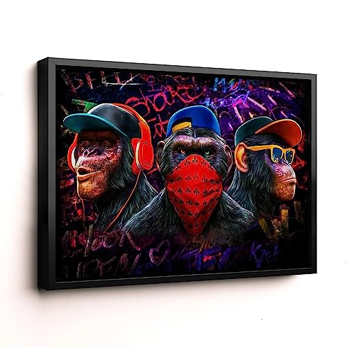 Blue Booms Three Swag Wise Monkeys - 3 Weise Affen Nicht Sehen. Hören. Sprechen ACRYLGLAS 105x70 Rahmen Schwarz Blue Booms Three Swag Wise Monkeys - 3 Weise Affen Nicht Sehen. Hören. Sprechen ACRYLGLAS 105x70 Rahmen Schwarz von Blue Booms