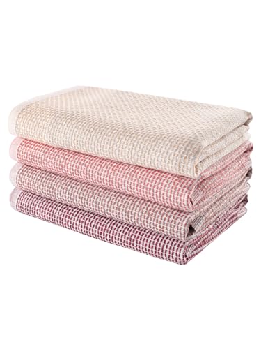 Blue Burgeon Geschirrtücher - 4 Geschirrtücher Baumwolle 40x60 Rote Kombination - Lebhafte Rote Küchentücher im 4er-Pack von Blue Burgeon