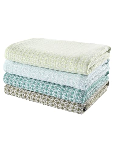 Blue Burgeon Geschirrtücher - 4 Geschirrtücher Baumwolle 40x60 Grüne Kombination - Angenehme Grüne Küchentücher im 4er-Pack von Blue Burgeon