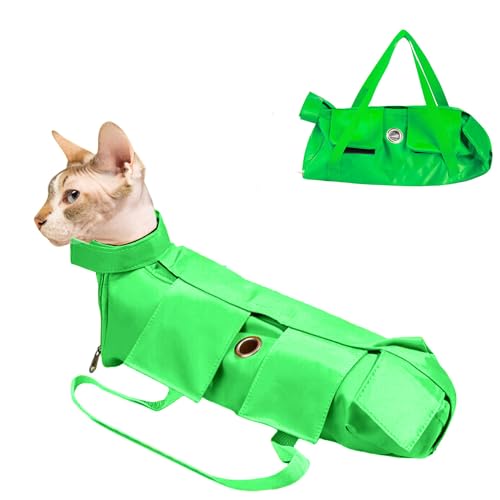 Blue Dream Island Faltbare Haustierpflegetasche, Katzen-Rückhaltetasche, Anti-Kratz-Biss-Tasche, feste Tasche für Krallenpflege, Nageltrimmen, Augentropfen, Ohrreiniger, L (Grün) von Blue Dream Island
