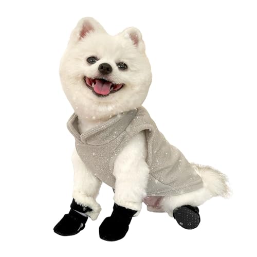 Blue Dream Island Winter-Hundeschuhe, verdickt, warm, künstliches Lamm, rutschfest, leise, weiche Stiefel, kaltes Wetter, Haustierpfotenschutz für mittelgroße Hunde, Größe S (schwarz), 4 Stück von Blue Dream Island