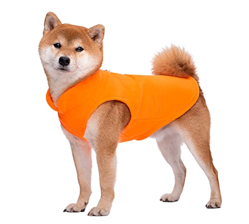 Haustierkleidung, Hundemantel, Kaltwettermantel, warmer Hundepullover, weiche Fleece-Weste, Jacke mit Ring für die Leine, Kostüm für Welpen, kleine Hunde, XL (orange) von Blue Dream Island