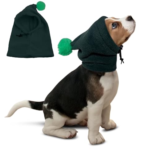 Haustiermütze, Wintermütze aus Polarfleece, warme Hunde-Ohrenschützer, Lärmschutz, winddicht, leise Ohrenschutz für kleine, mittelgroße Hunde, Größe XXL (Grün) von Blue Dream Island
