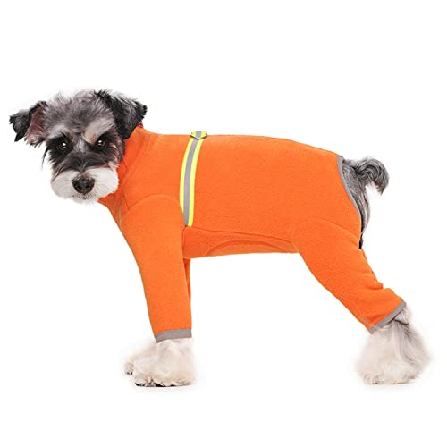 Hunde-Fleece-Warme Kleidung, Welpen, Winter, langärmelig, vierbeinig, Einteiler mit D-Ring, Kaltwettermäntel für kleine bis mittelgroße Hunde_S (orange) von Blue Dream Island