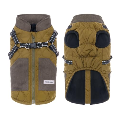 Hundegeschirrjacke, reflektierend, verdicktes Fleecefutter, Winterjacke, Haustier, Outdoor, Spazierengehen, warme Windjacke, Weste für mittelgroße Hunde, Größe 3XL (Grün) von Blue Dream Island