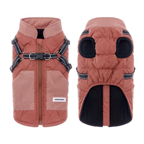 Hundegeschirrjacke, reflektierend, verdicktes Fleecefutter, Winterjacke, Haustier, Outdoor, Spazierengehen, warme Windjacke, Weste für mittelgroße Hunde, Größe XL, Rot von Blue Dream Island