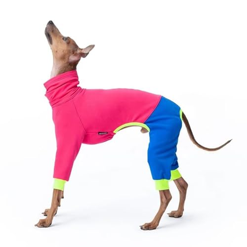 Schlanker Hunde-Winterkleidung, Windhunde, Stretch-Fleece, 4 Beine, warmer Overall, Mantel, Whippet, Einteiler für kaltes Wetter, Größe M, Rosa von Blue Dream Island