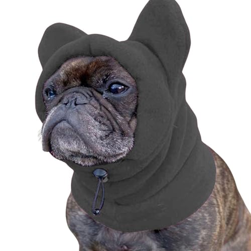 Warme und beruhigende Ohrenschützer für den Winter, warm, beruhigend, Fleecemütze, verstellbar, winddicht, für kleine, mittelgroße und große Hunde, Größe S (Dunkelgrau) von Blue Dream Island