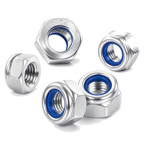 Blue Eyes Sicherungsmuttern DIN985 Edelstahl Sechskantmuttern Standard A2 V2A Mutter, Selbstsichernde Muttern Stopmutter, Sechskant Edelstahlmutter Kontermuttern (M10, 50) von Blue Eyes