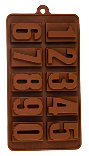 Pralinenform mit Zahlen, Silikonform, backen, Eiswürfelform, Backform, Schokoladenform, Fondant, Gießform, Nummer, Number, Kindergeburtstag, Alphabet, Kuchenverzierung, Farbe: Braun Pralinenform mit Zahlen, Silikonform, backen, Eiswürfelform, Backform, Schokoladenform, Fondant, Gießform, Nummer, Number, Kindergeburtstag, Alphabet, Kuchenverzierung, Farbe: Braun von BlueFox
