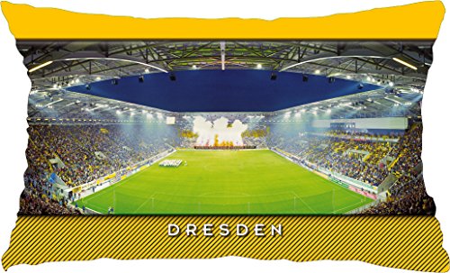 Blue-letter Dresden Spiel Stadionpostkarten-Kissen (50 cm x 30 cm) von Blue-letter