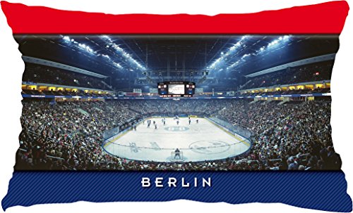 Blue-Letter Eishockey Arena Berlin – Dekokissen Sitzkissen – Stadionkissen ALS Postkarte (50 x 30 cm) weiß von Blue-Letter