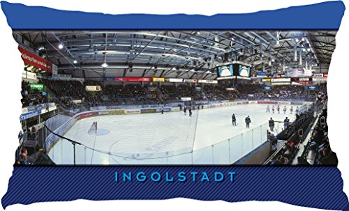 Blue-letter Eishockey Arena Ingolstadt – Dekokissen Sitzkissen – Stadionkissen als Postkarte (50 cm x 30 cm) von Blue-letter