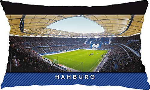 Blue-letter Hamburg Stadionpostkarten-Kissen (50 cm x 30 cm) von Blue-letter