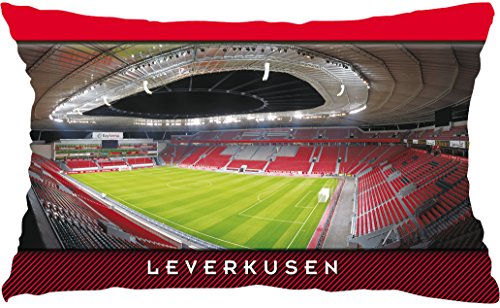 Blue-Letter Leverkusen Stadionpostkarten-Kissen (60 x 40 XM) weiß von Blue-Letter