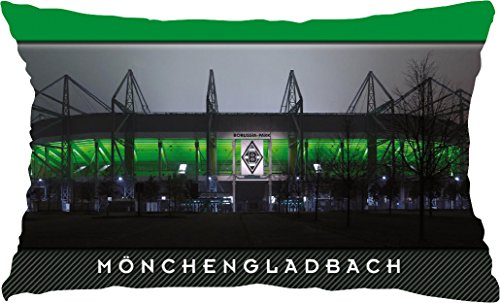Blue-Letter Mönchengladbach Stadionpostkarten-Kissen (50 x 30 cm) weiß von Blue-Letter