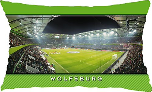 Blue-Letter Wolfsburg Spiel Stadionpostkarten-Kissen (50 cm x 30 cm) von Blue-Letter