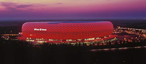 München Stadion Panorama Außen Rot – Poster 120 X 50 Cm – Hochwertiger Fineartprint von Blue-Letter