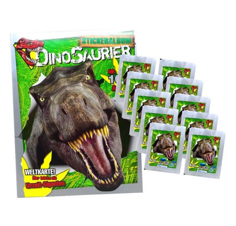 Blue Ocean Sticker Dinosaurier Sticker Kollektion 2022 - 1 Album + 10 Tüten Sammelsticker, (Set), Sammelsticker - 1 Album + 10 Tüten - Dinosaurier von Blue Ocean