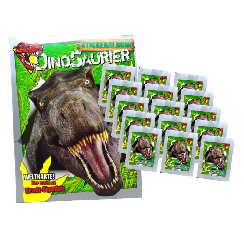 Blue Ocean Sticker Dinosaurier Sticker Kollektion 2022 - 1 Album + 15 Tüten Sammelsticker, (Set), Sammelsticker - 1 Album + 15 Tüten - Dinosaurier von Blue Ocean