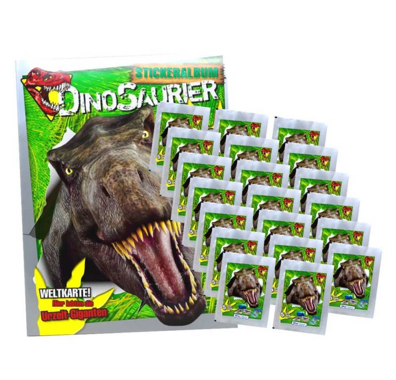 Blue Ocean Sticker Dinosaurier Sticker Kollektion 2022 - 1 Album + 20 Tüten Sammelsticker, (Set), Sammelsticker - 1 Album + 20 Tüten - Dinosaurier von Blue Ocean